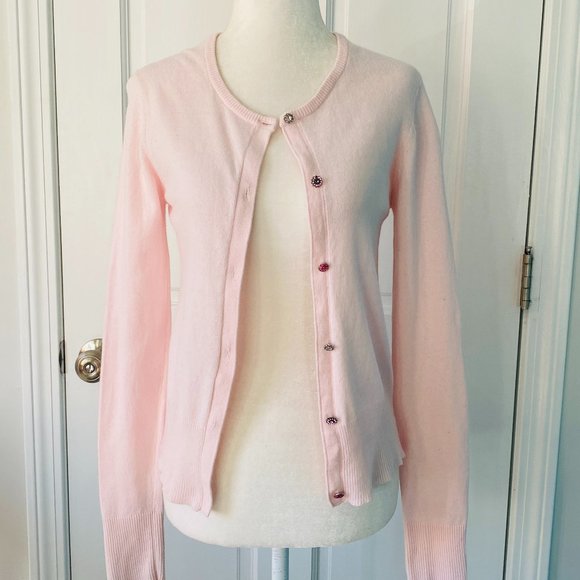 Angora Blend Perfect Fit Cardigan with Multicolor Rhinestone Buttons (size S) - Picture 1 of 12